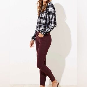 Loft Ankle Zip Legging Jeans Burgundy Size 0/25